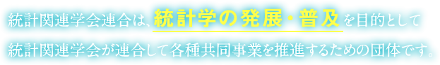 統計関連学会連合は、統計学の発展・普及を目的として、統計関連学会が連合して各種共同事業を推進するための団体です。